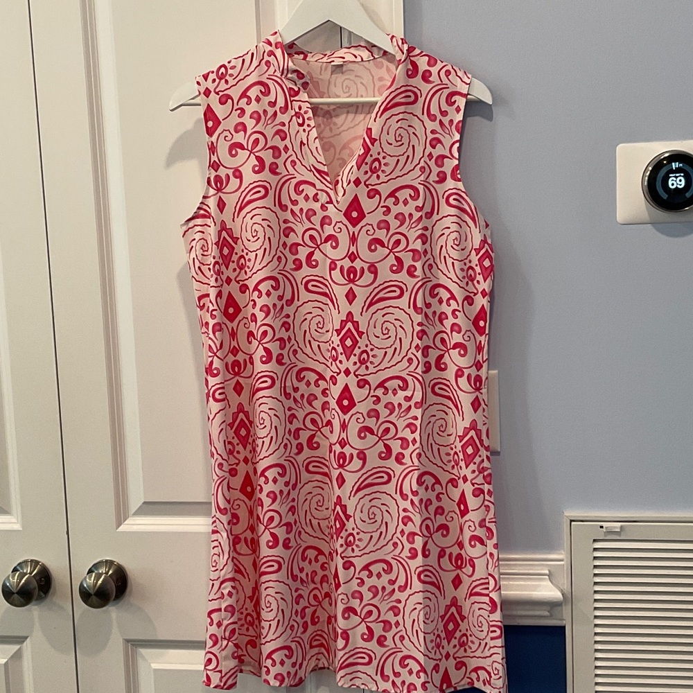Pink and White Sleeveless Dress